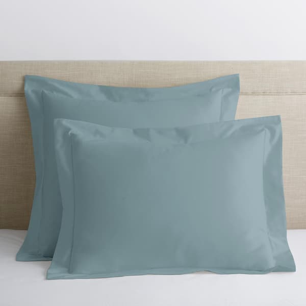 The Company Store Legends Luxury Solid Blue Haze 500-Thread Count Cotton Sateen Euro Sham