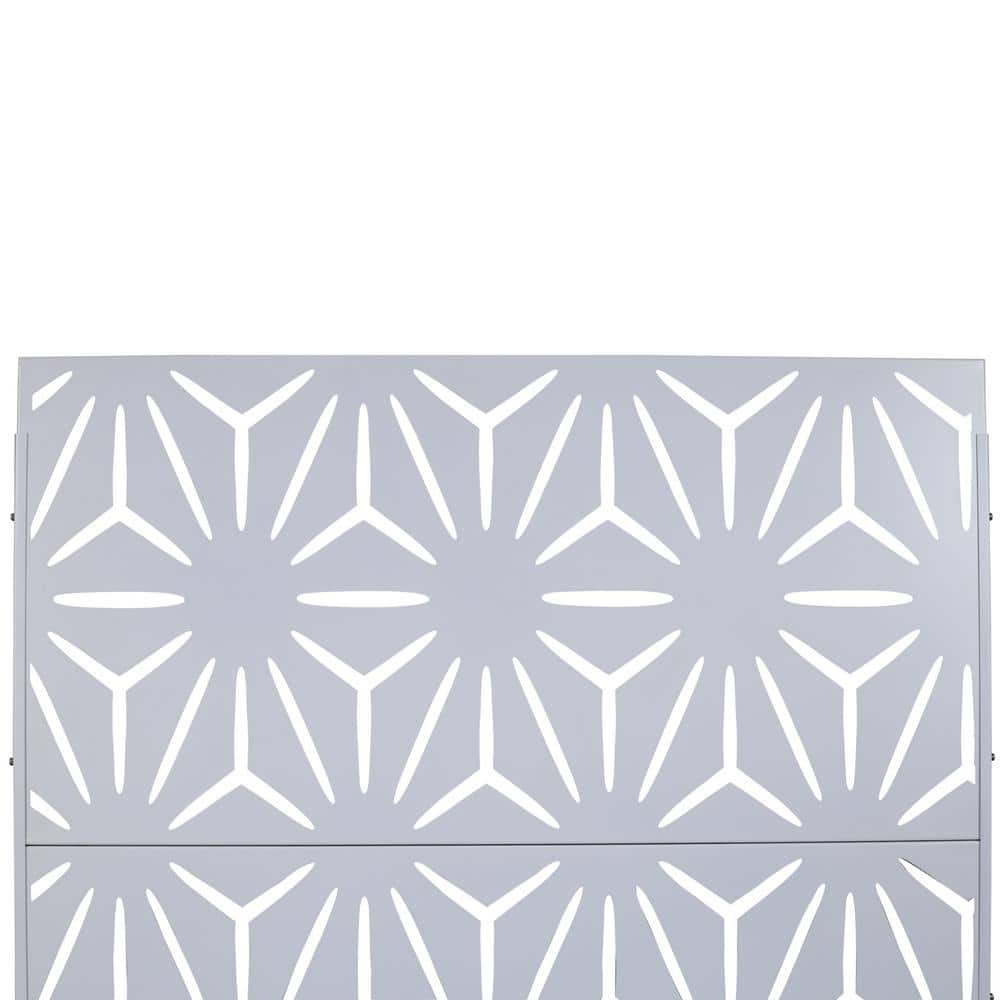 Full view of a white geometric privacy screen panel.