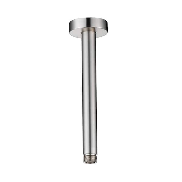RAINLEX 8 in. 200 mm Round Ceiling Mount Shower Arm and Flange in Brushed Nickel