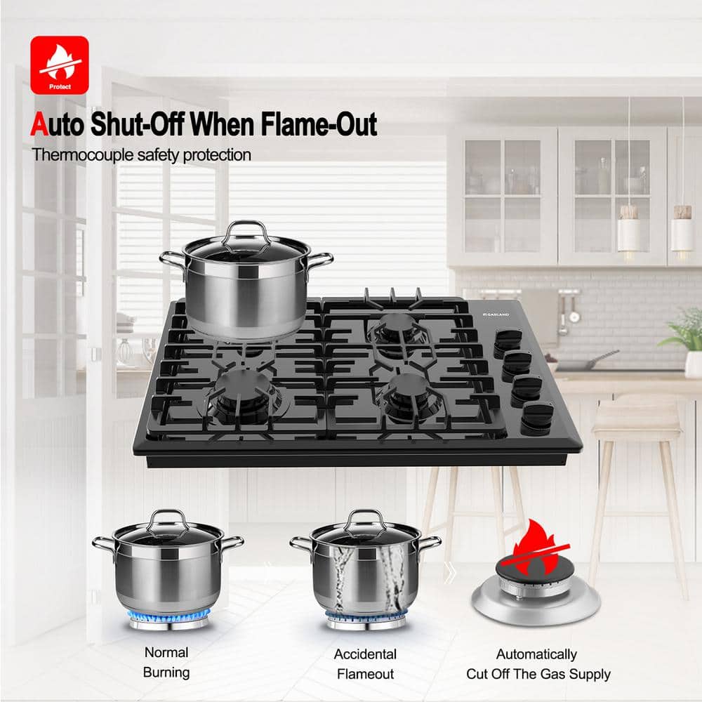30-Inch Black Enamel 4-Burner Propane and Natural Gas Cooktop