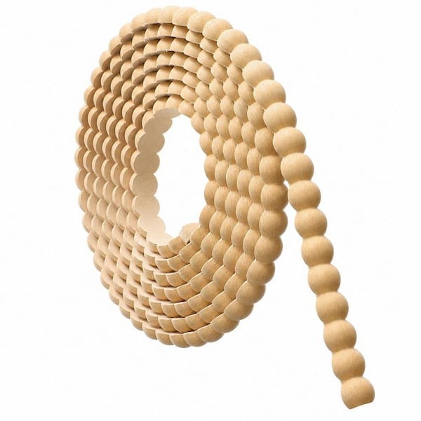 1-Piece Bath Accessory Set in Natural Wood, 10 ft. Peel and Stick Bead Flexible Decorative Molding Trim