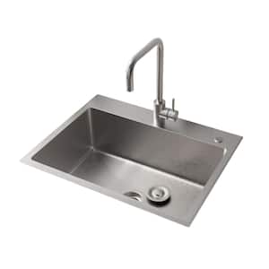 24 in. L x 18 in. W x 10 in. D Rectangular Bathroom Sink in Clear Stainless Steel with Faucet