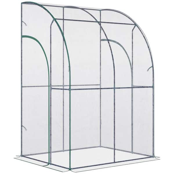 Outsunny 79.2 in. W x 79.2 in. D x 79.2 in. H Green Tunnel Greenhouse Walk-In Hot House with Roll-up Windows and Zippered Door