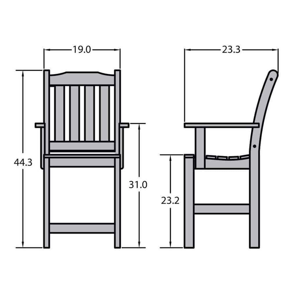 Elegant Lehigh Black Poly Resin Outdoor Counter Height Armchair