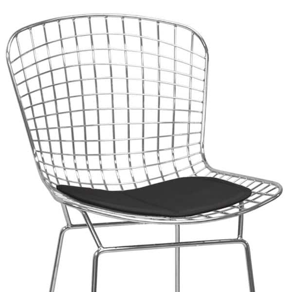 Mid-Century Chrome Wire 25.5" Counter Stool with Leatherette Cushion
