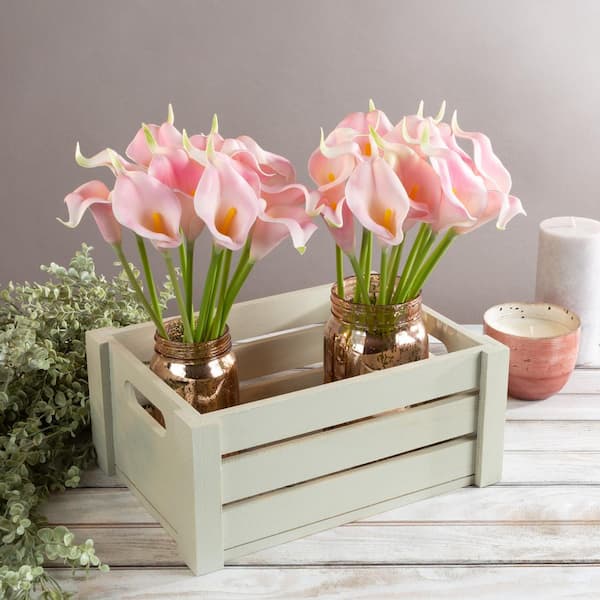 Pure Garden Coral Pink Artificial Calla-Lily Flowers with Stems (24-Pack)
