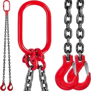 8800 lbs. Load 5 ft. x 3/8 in. Double Leg Chain Sling G80 Hoist Chain with Grab Hooks for Factory Mining Ports Building