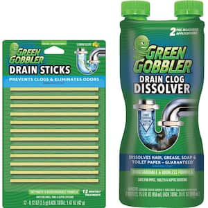 Green Gobbler Drain Clog Remover, Toilet Clog Remover, Dissolve Hair &  Organic Materials from Clogged Toilets, Sinks and Drains, Drain Cleaner  and Opener, 12…