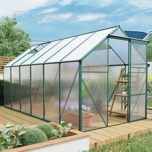 75 in. W x 146 in. D x 77 in. H Aluminum Heavy Duty Green Greenhouse