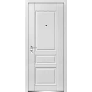 Ballucio 1010 36 in. x 80 in. 3-Panel Right-Hand/Inswing Gray Finished Steel Prehung Front Door with Handle