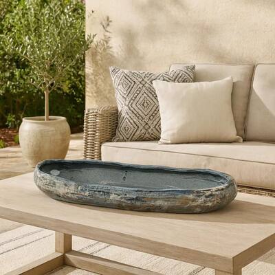 Erya Gray and Blue Abstract Ceramic 23.5 in. Decorative Bowl