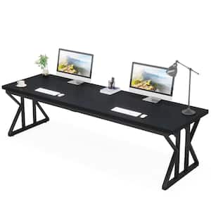 Capen 78.7 in. Rectangular Black Engineered Wood Long Executive Desk Computer Desk Conference Table for Home Office