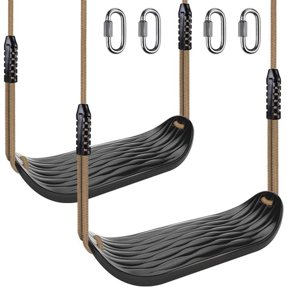 Plastic Non-Slip Swing Seat Adjustable Rope Tree Swing Set Heavy Duty Playground Accessories for Kids Black 2-Pack price history on PriceWatchPro