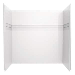 UPstile 32 in. x 60 in. x 60 in. 3-Piece Direct-to-Stud Alcove Tub Surround with Customizable Design in White