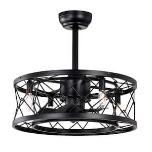 20.47 in. Indoor Black Antique Cage Ceiling Fan with Light with Remote Control (5-Blades)