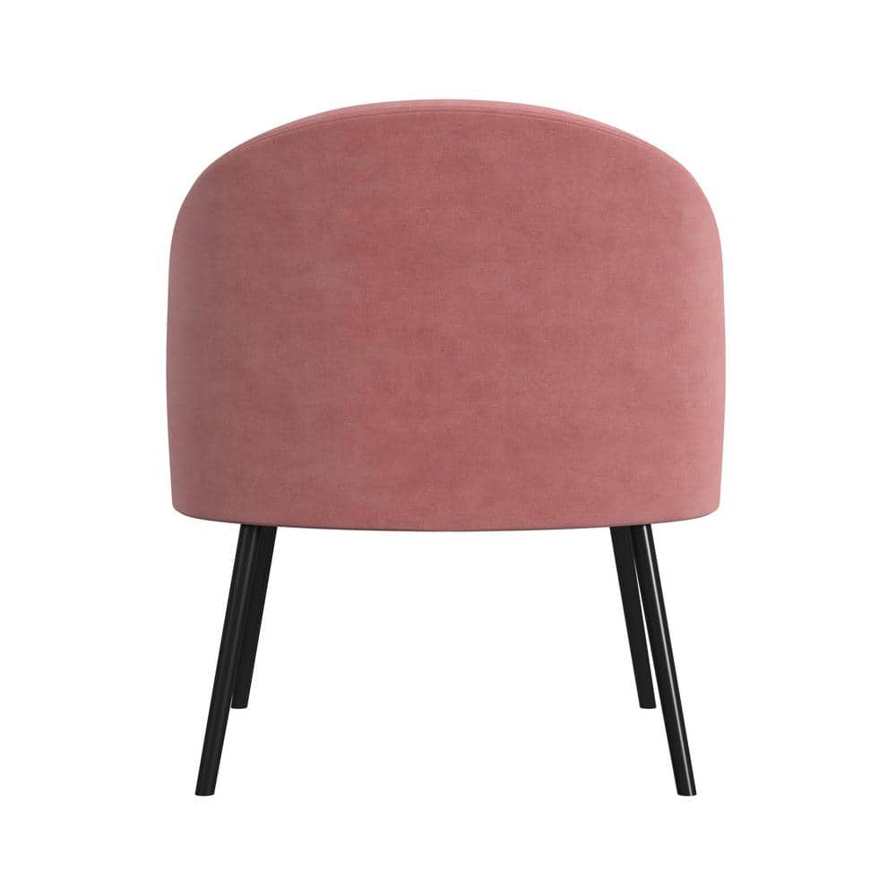 Blush Pink Velvet Modern Accent Chair with Metal Legs