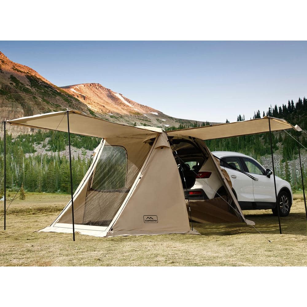 Zeus & Ruta 9 ft. x 11 ft. Khaki SUV Car Tent, Tailgate Shade Awning Tent  for Camping, Picnic, Travel HSC-740 - The Home Depot