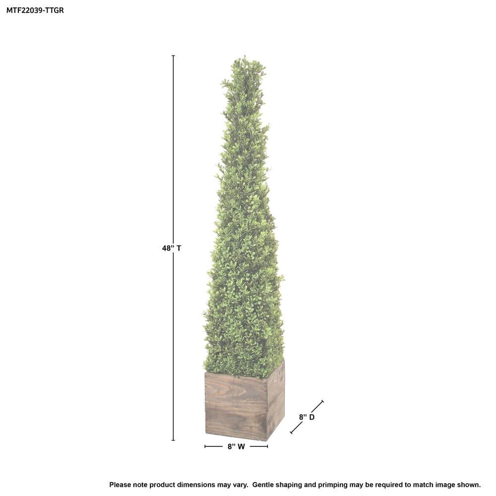 48" Green Plastic Boxwood Topiary in Rustic Wood Pot