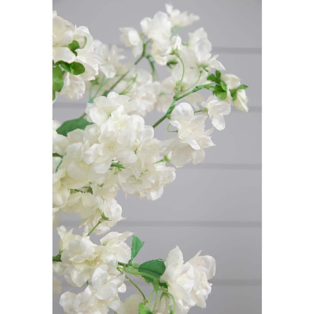 40" White Faux Cherry Blossom Stems - Set of 6