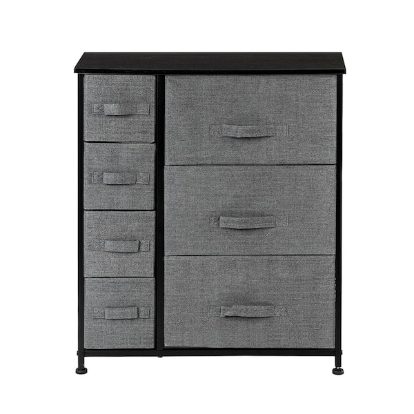 Karl home 11.81 in. W x 28.74 in. H Gray 7-Drawer Fabric Storage Chest ...