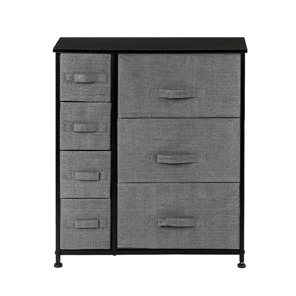 Winado 11.81 in. W x 28.74 in. H Gray 7-Drawer Fabric Storage Chest with Gray Drawers