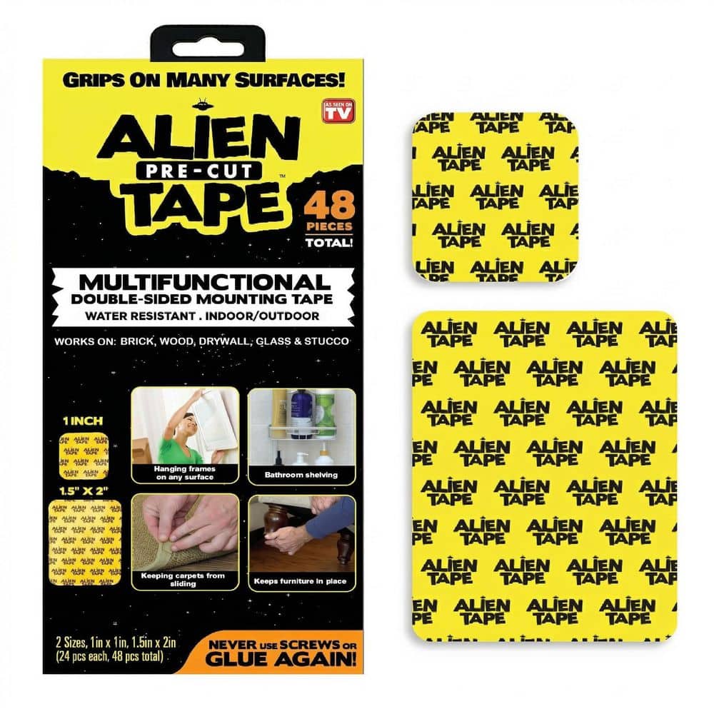 As Seen on TV Alien Pre-Cut Tape 48-Pieces, 2-Sizes Multi-Functional Reusable Double-Sided 2MM Thickness Tape