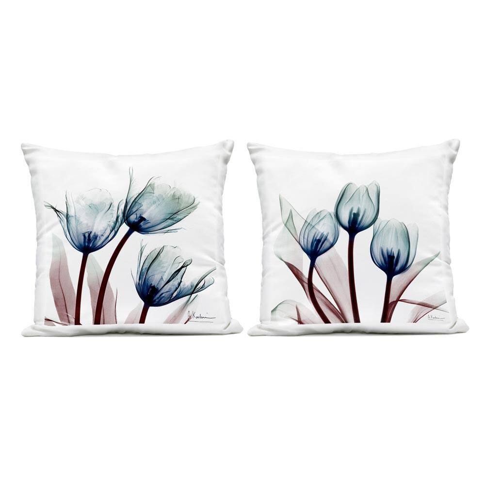 Vibrant Blue Tulips Blue Square Outdoor Throw Pillow (Set of 2) price history on PriceWatchPro