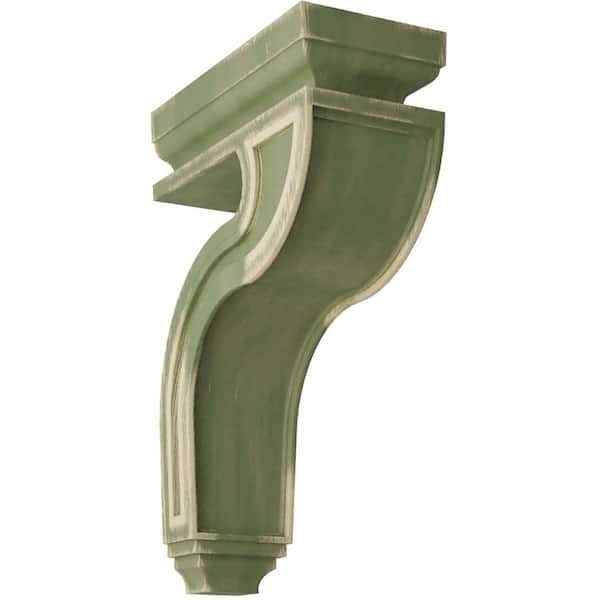 Ekena Millwork 4 in. x 13 in. x 8-1/2 in. Restoration Green Hollow Back Wood Vintage Decor Corbel