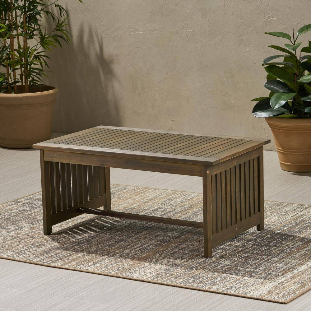 Grace Broad Acacia Wood Outdoor Coffee Table in Gray