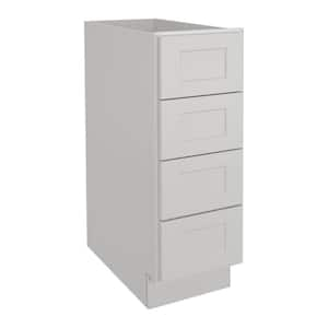 12 in. W x 24 in. D x 34.5 in. H in Shaker Dove Plywood Ready to Assemble Floor Base Kitchen Cabinet with 4 Drawers