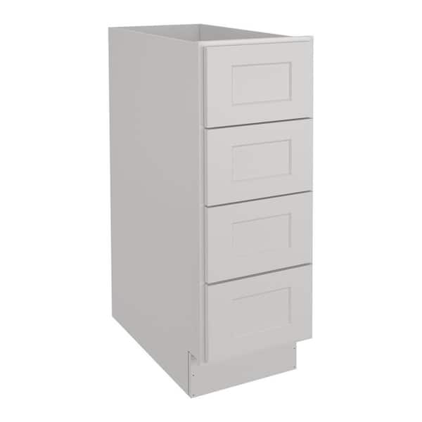 HOMEIBRO 12 in. W x 24 in. D x 34.5 in. H in Shaker Dove Plywood Ready to Assemble Floor Base Kitchen Cabinet with 4 Drawers