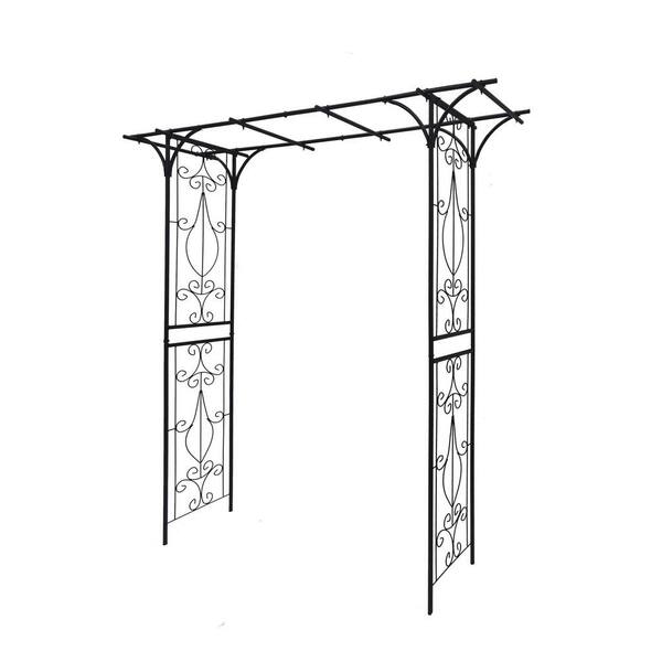 Zeus & Ruta 81.1 in. x 80.3 in. Metal Garden Arbor Arch Climbing Plants ...