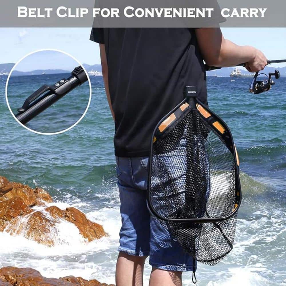 Compact Black Aluminum Telescopic Fishing Landing Net