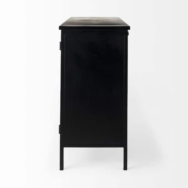 HomeRoots Charlie Black Other 16 in. Sideboard with Glass Doors