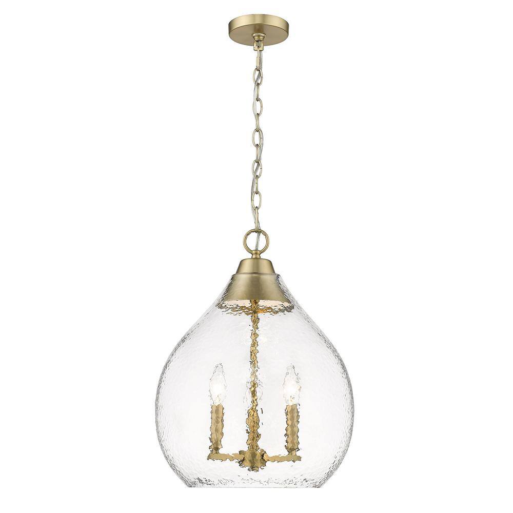 Ariella Brushed Champagne Bronze 3-Light Pendant with Hammered Glass