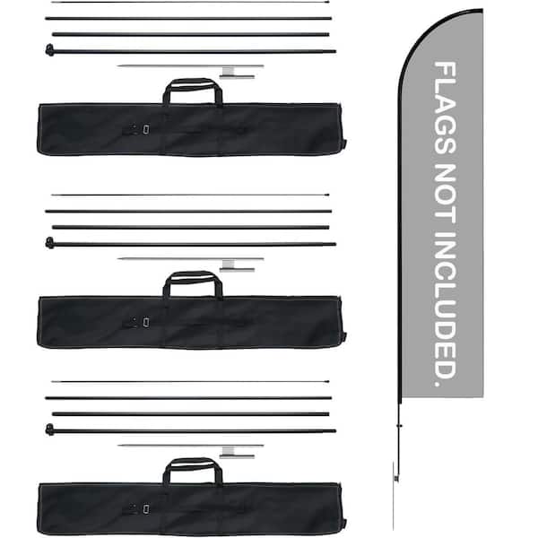 ATENGNES 16.3 ft. Outdoor Feather Flag Pole Kit Swooper Flag Pole with Ground Stakes for Business Advertising Flags (3-Packs)