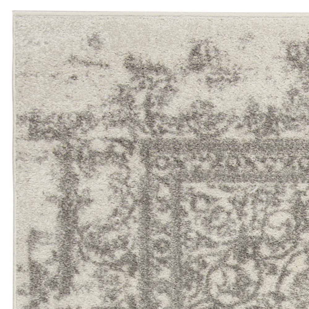 Ivory and Silver Floral Rectangular 5' x 7' Area Rug