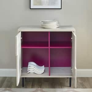 Birch and Magenta Modern Color Pop Accent Cabinet with 2-Doors