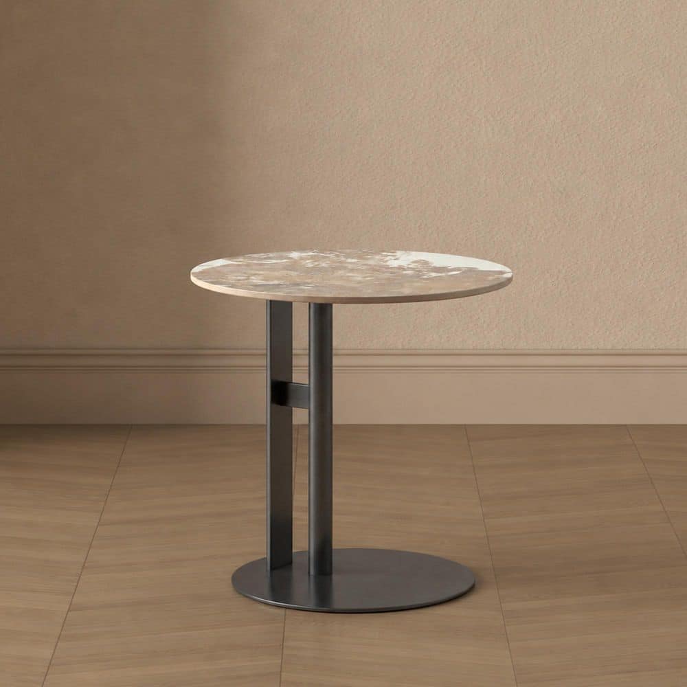 Alondra 19.68 in. Modern Black Round Sintered Stone Top End Table