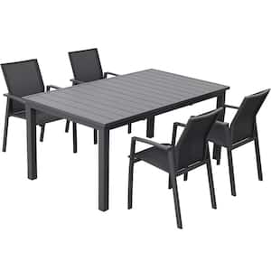 7-Piece Black Aluminum Outdoor Dining Set