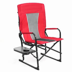 Red Metal Folding Camping Chair, Portable Director's Chair for