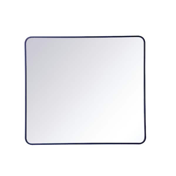 Unbranded Timeless Home 40 in. H x 36 in. W Blue Modern Soft Corner Rectangular Wall Mirror