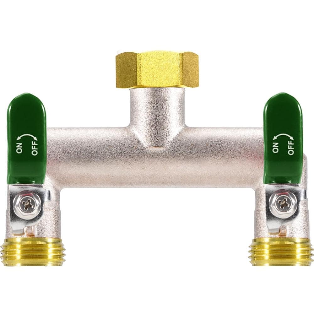 "3/4"" 2-Way Garden Hose Splitter, Heavy Duty Brass Nickel Plated Rust Resistant Frost Resistant Faucet Manifold" price history on PriceWatchPro