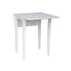 A white rectangular dining table with one leaf extended.