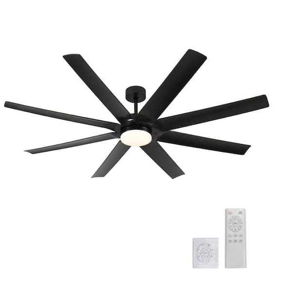 Jushua 72 in. Large Black Downrod Mount Standard Ceiling Fan with