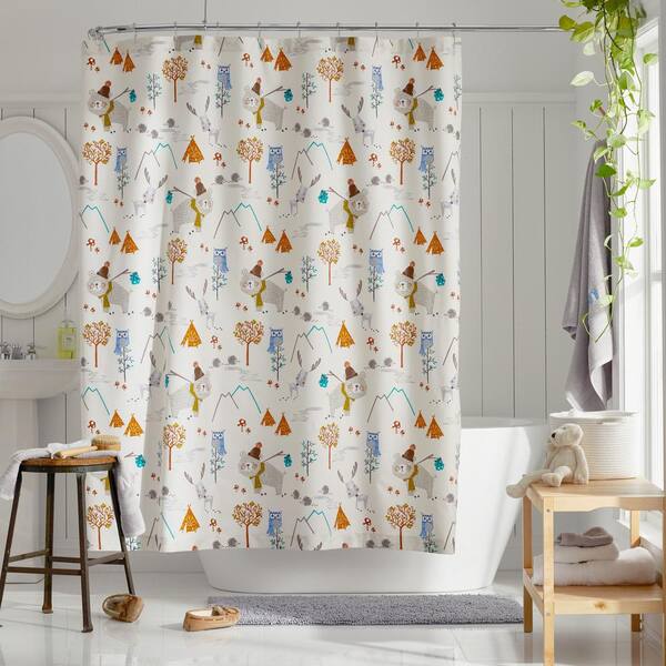 Company Kids by The Company Store Company Kids Forest Campers Organic Cotton Percale 72 in. Graphic Shower Curtain
