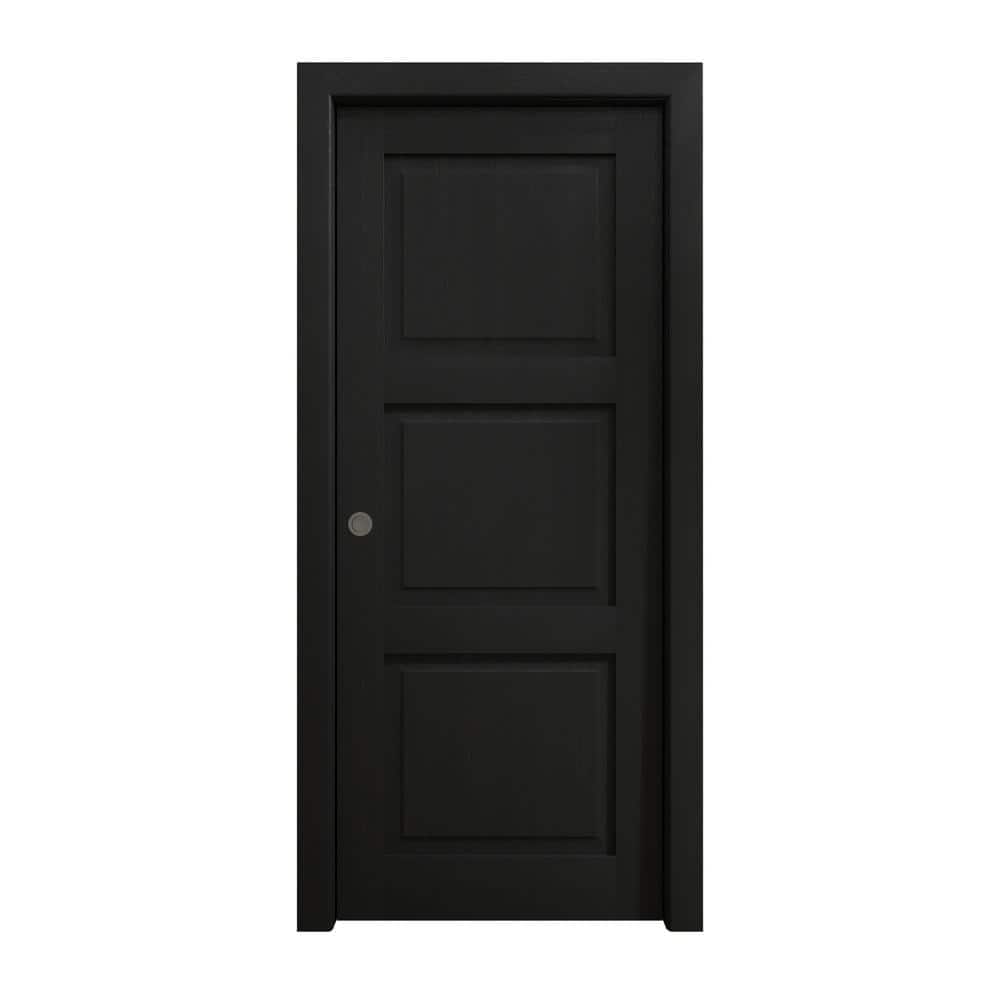 Assemble Required 32 in. x 96 in. Painted Black Oak Solid Wood Pocket Door With Hardware price history on PriceWatchPro