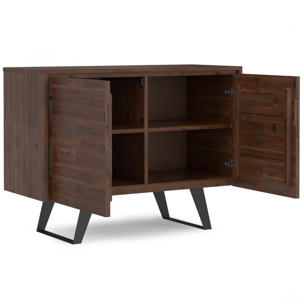 Lowry Distressed Charcoal Brown Solid Acacia Wood Sideboard Buffet