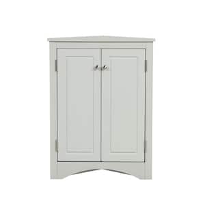 Gray Triangle Accent Cabinet with Adjustable Shelves Floor Storage Corner Cabinet for Bathroom Home Office Kitchen