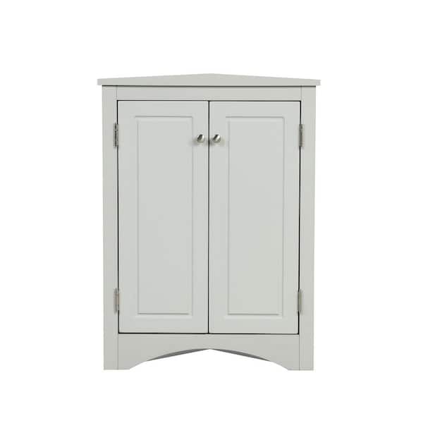 YOFE Gray Triangle Accent Cabinet with Adjustable Shelves Floor Storage Corner Cabinet for Bathroom Home Office Kitchen
